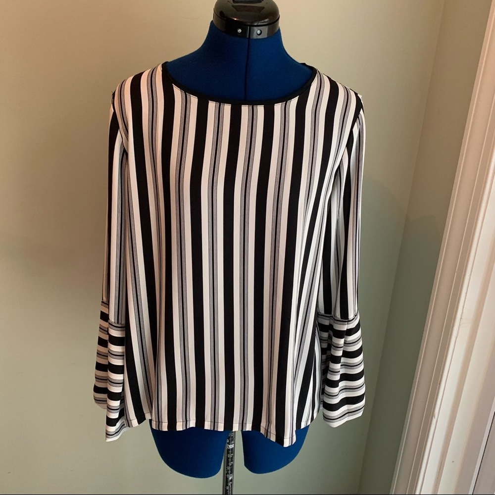 Black and White Striped Loft Blouse